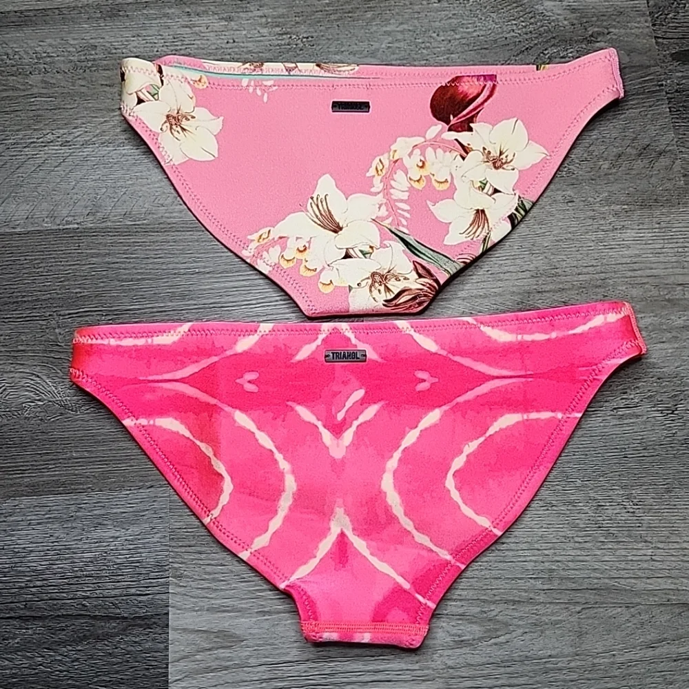 TRIANGL Lot 2 Bikini Bottoms XSmall Pink Floral , Pink